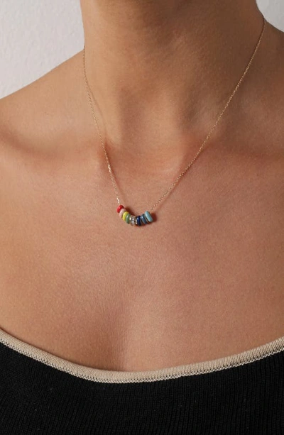 Shop Adina Reyter Baguette Diamond Necklace In Gold/ Rainbow Multi