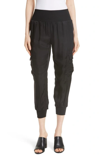 Shop Cinq À Sept Giles Cupro Crop Cargo Joggers In Blk