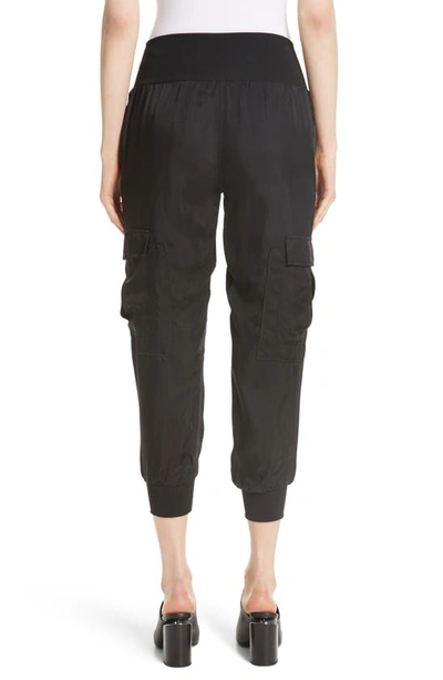 Shop Cinq À Sept Giles Cupro Crop Cargo Joggers In Blk