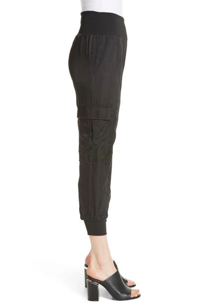 Shop Cinq À Sept Giles Cupro Crop Cargo Joggers In Blk