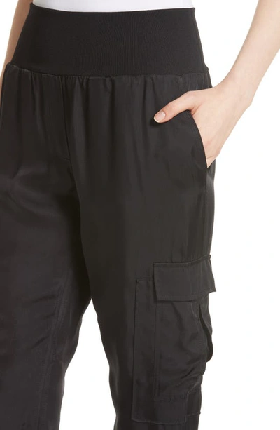 Shop Cinq À Sept Giles Cupro Crop Cargo Joggers In Blk