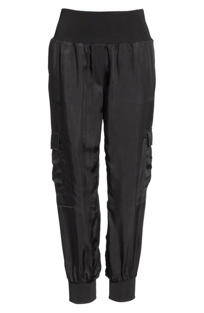 Shop Cinq À Sept Giles Cupro Crop Cargo Joggers In Blk