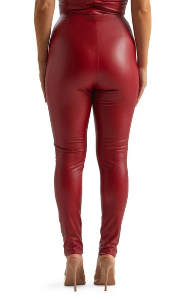 Shop Naked Wardrobe All Faux U High Waist Faux Leather Leggings In Red
