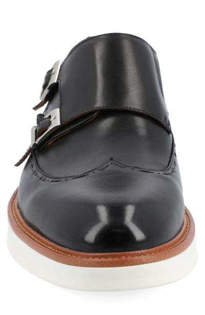 Shop Taft Leather Double Monk Strap Shoe In Black
