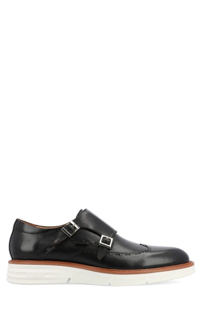 Shop Taft 365 Leather Double Monk Strap Shoe In Black