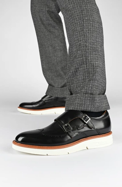 Shop Taft 365 Leather Double Monk Strap Shoe In Black