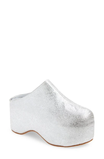 Shop Azalea Wang Lizzy Metallic Platform Clog In Silver