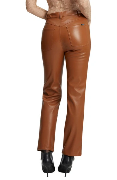 Shop Bardot Alesi High Waist Straight Leg Faux Leather Pants In Tan