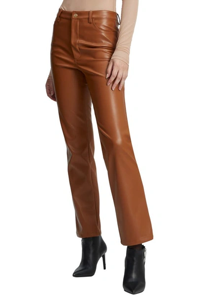 Shop Bardot Alesi High Waist Straight Leg Faux Leather Pants In Tan