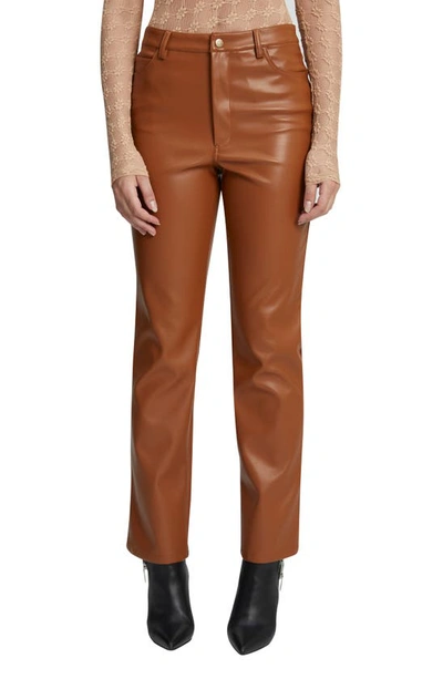 Shop Bardot Alesi High Waist Straight Leg Faux Leather Pants In Tan