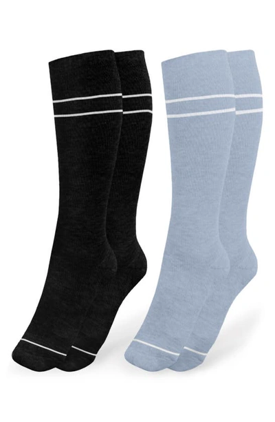 Shop Kindred Bravely Premium Compression Knee High Maternity Socks In Stone Blue/ Black
