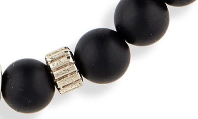 Shop Caputo & Co Stone Beaded Stretch Bracelet In Black Matte Onyx