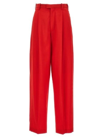 Shop Marni Front Pleat Pants Red