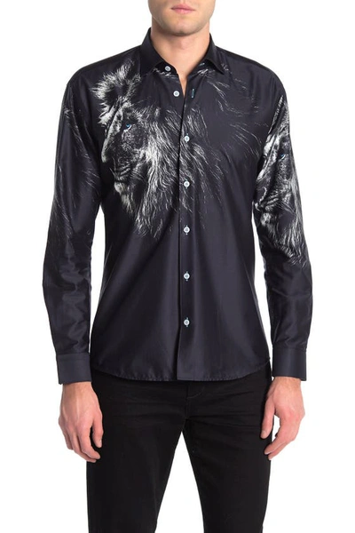 Shop Maceoo Fibonacci Lion Face Shaped Fit Shirt In Black