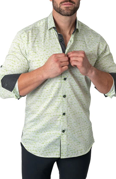 Maceoo Class Tetris Button-up Shirt In Green