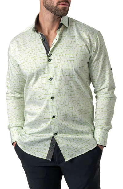 Maceoo Class Tetris Button-up Shirt In Green