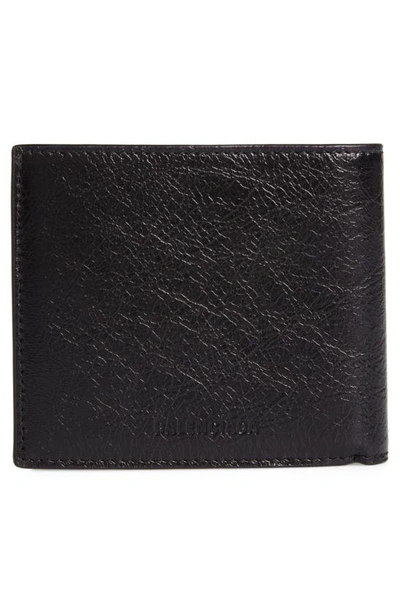 Shop Balenciaga Le Cagole Bifold Leather Wallet In Black