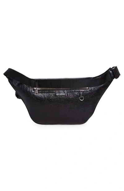 Shop Balenciaga Superbusy Crinkle Leather Belt Bag In Black