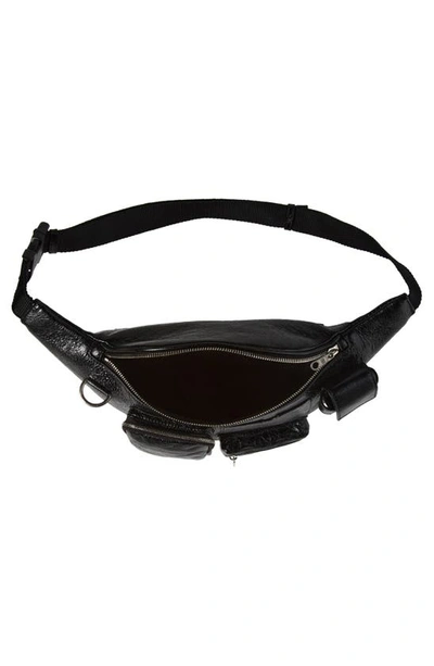 Balenciaga Superbusy Crinkle Leather Belt Bag In Black