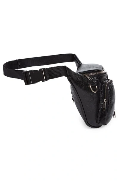 Shop Balenciaga Superbusy Crinkle Leather Belt Bag In Black