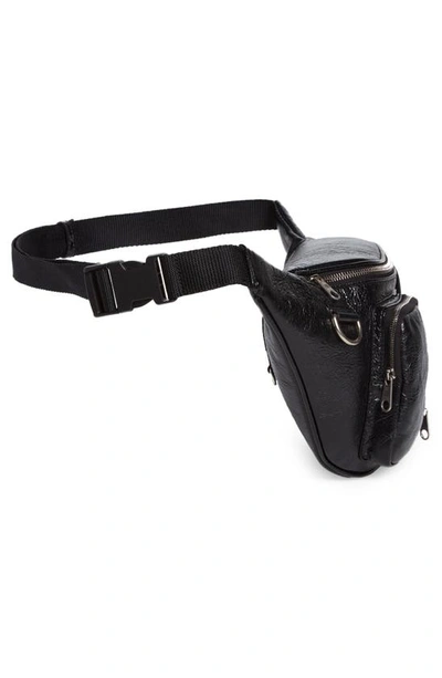 Balenciaga Superbusy Crinkle Leather Belt Bag In Black
