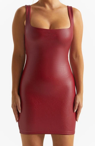 Shop Naked Wardrobe Too Hot Faux Leather Minidress In Red