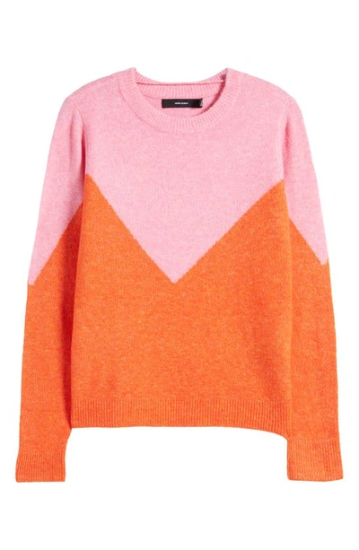Shop Vero Moda Plaza Colorblock Crewneck Sweater In Sachet Pink Detail