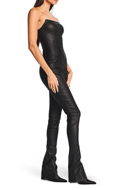 Shop Retroféte Brinley Strapless Jumpsuit In Coated Black