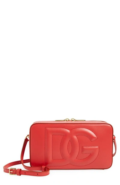 Shop Dolce & Gabbana Dg Logo Leather Camera Crossbody Bag In 8x052 Rosso
