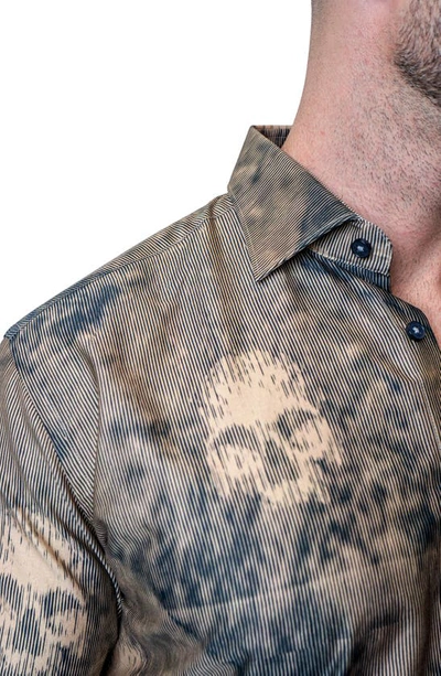 Maceoo Einstein Skull Sand Brown Contemporary Fit Button-up Shirt In Brown