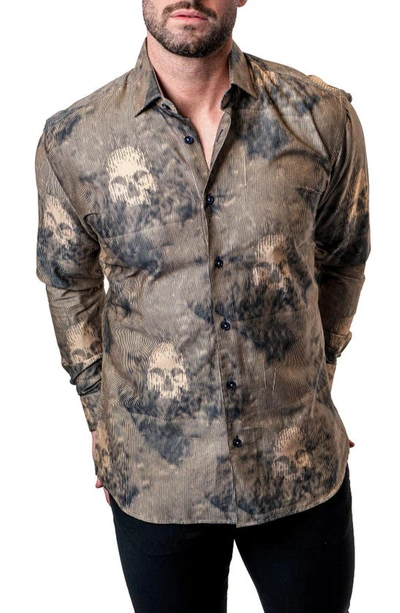 Shop Maceoo Einstein Skull Sand Brown Contemporary Fit Button-up Shirt