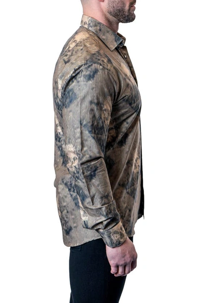 Maceoo Einstein Skull Sand Brown Contemporary Fit Button-up Shirt In Brown