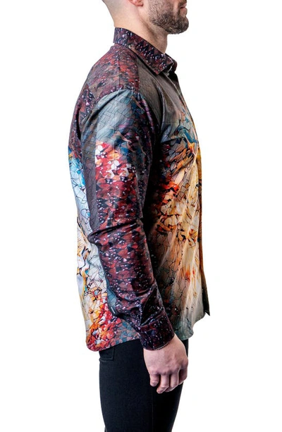 Maceoo Fibonacci Royal Lion Black Button-up Shirt In Black