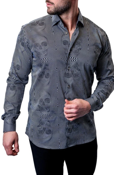 Shop Maceoo Fibonacci Fission Skull Black Contemporary Fit Button-up Shirt