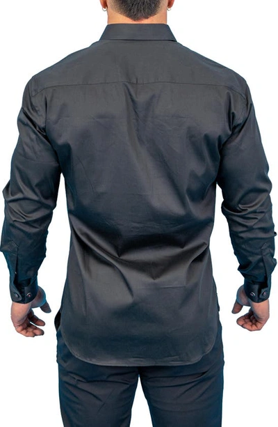 Shop Maceoo Fibonacci Jacqcuff Regular Fit Solid Cotton Button-up Shirt In Black