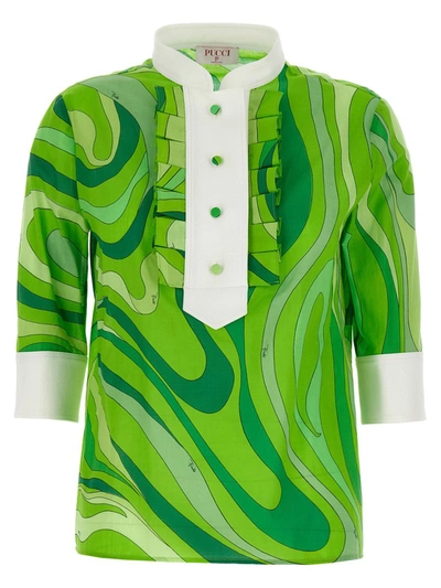 Shop Emilio Pucci 'marmo' Shirt In Green