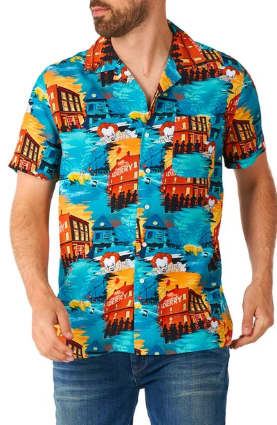 Shop Opposuits It Short Sleeve Button-up Camp Shirt In Blue Multi