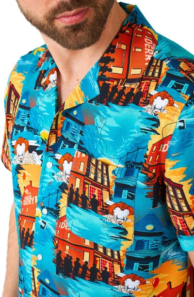Opposuits It Short Sleeve Button-up Camp Shirt In Blue Multi