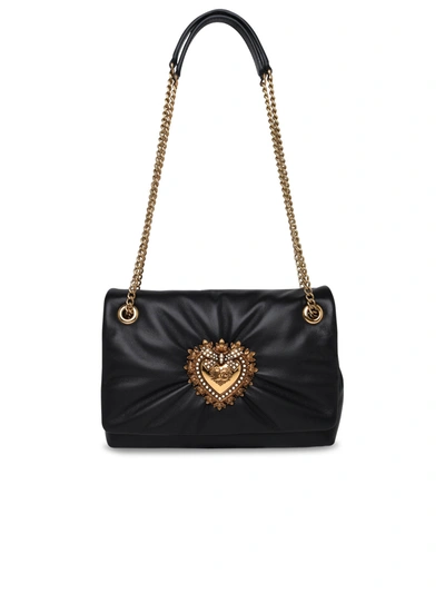 Shop Dolce & Gabbana Woman Medium Devotion Bag In Black Nappa Leather