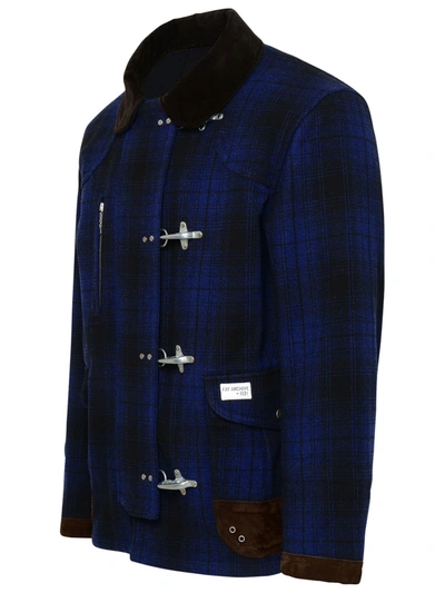 Shop Fay Man  4 Hooks Blue Wool Jacket