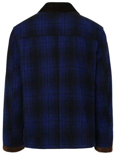 Shop Fay 4 Hooks Blue Wool Jacket Man