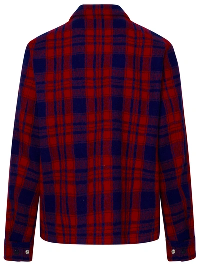 Shop Moncler Man  Two-tone Wool Shirt In Red