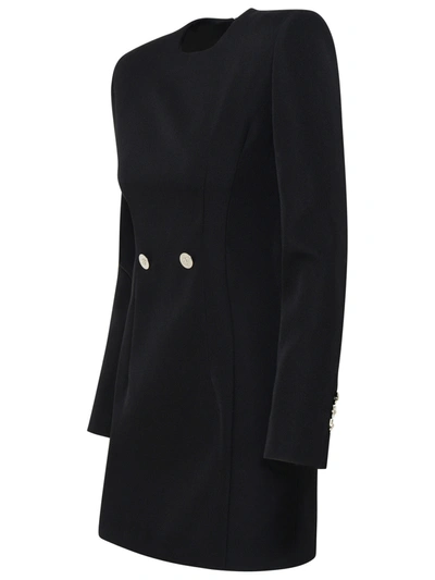 Shop Versace Black Virgin Wool Mini Dress Woman