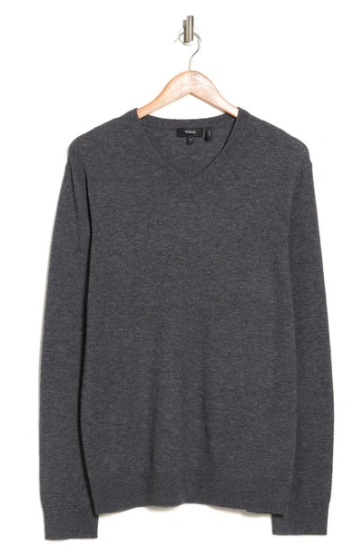 Shop Theory Riland V P.harman Merino Wool Blend Pullover In Charcoal