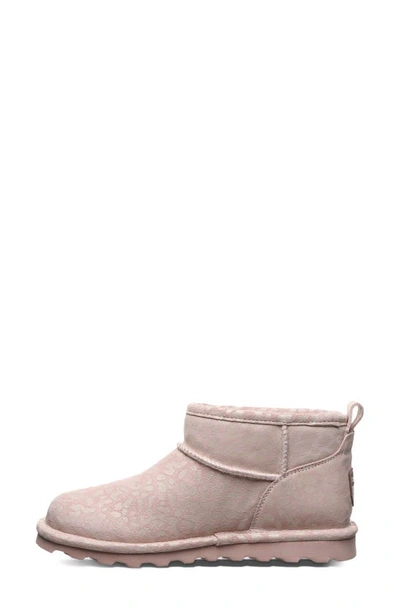 BEARPAW BEARPAW LEOPARD PRINT GENUINE SHEARLING LINED BOOTIE 