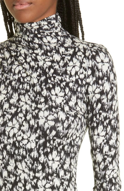 Shop Isabel Marant Étoile Lou Ruched Long Sleeve Turtleneck Top In Black/ White
