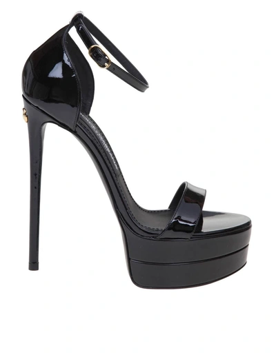Shop Dolce & Gabbana Patent Leather Sandal With A Band In Black