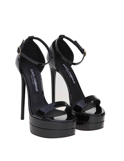 Shop Dolce & Gabbana Patent Leather Sandal With A Band In Black