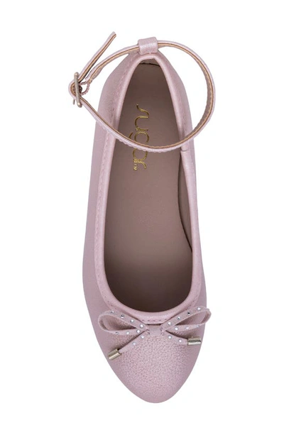 Shop Sugar Kids' Bow Ankle Strap Ballet Flat In Lotus Pink