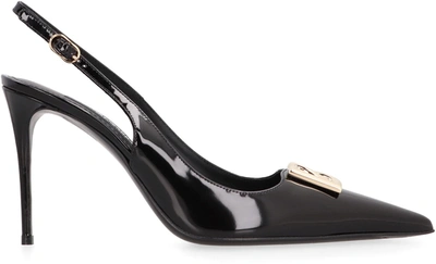 Shop Dolce & Gabbana Leather Slingback Pumps In Black